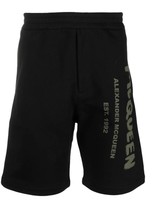Alexander McQueen logo-print cotton shorts - Black