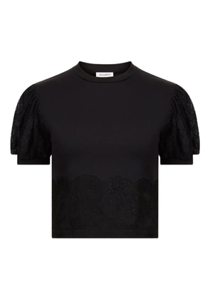 Nina Ricci lace-trimmed puff-sleeve top - Black