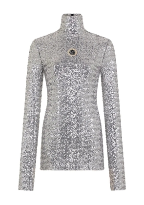 Rabanne cut-out long-sleeved top - Silver