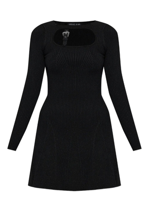 Versace Jeans Couture buckle-detail ribbed-knit mini dress - Black