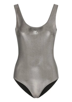 Dolce & Gabbana KIM DOLCE&GABBANA foiled-effect racer swimsuit - Silver
