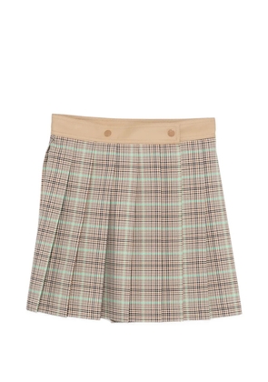 Moncler pleated checkered mini skirt - Brown