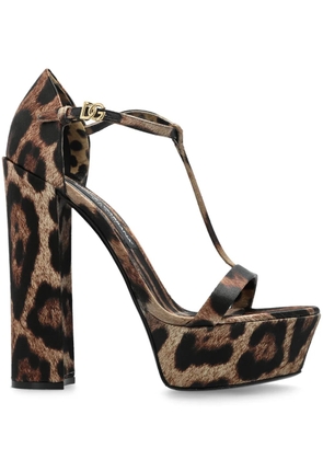 Dolce & Gabbana 105mm leopard-print sandals - Brown