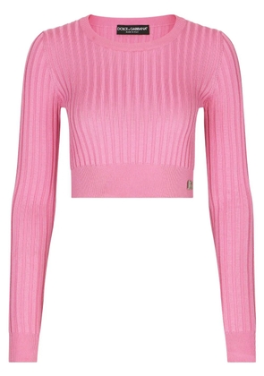 Dolce & Gabbana DG-plaque cropped top - Pink