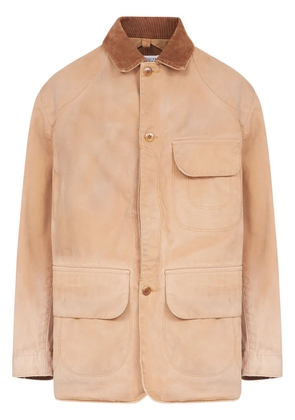 Maison Margiela corduroy-collar waxed cotton jacket - Neutrals