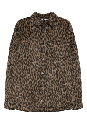 Palm Angels leopard-print button-fastening overshirt - Brown