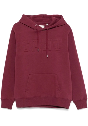 Gant embossed-logo hoodie - Red