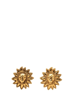 CHANEL Pre-Owned 1970-1980 CC Gold Plated Lion Sunburst Clip on Earrings costume earrings