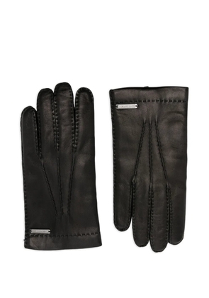 Corneliani leather stitch-detail gloves - Black