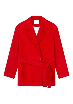 AERON leather belted jacket - Red