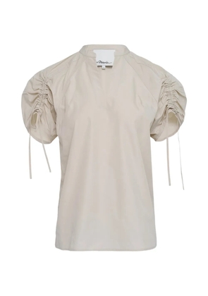 3.1 Phillip Lim ruched sleeve V-neck top - Neutrals