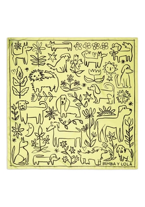 Bimba y Lola dog-sketch scarf - Yellow
