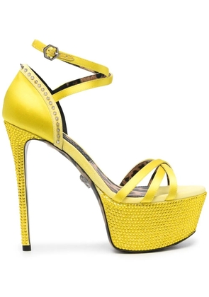 Philipp Plein embellished satin platform sandals - Yellow