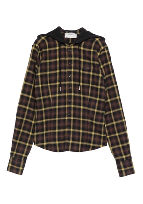 Coperni check-print hooded shirt - Brown