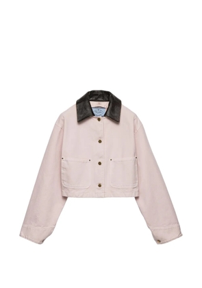 Prada leather collar patch-pockets jacket - Pink