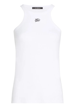 Karl Lagerfeld logo-embroidered tank top - White