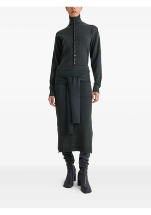 LEMAIRE tie-around ribbed midi skirt - Grey