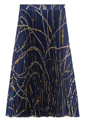 Versace Greca Nautical-print pleated skirt - Blue