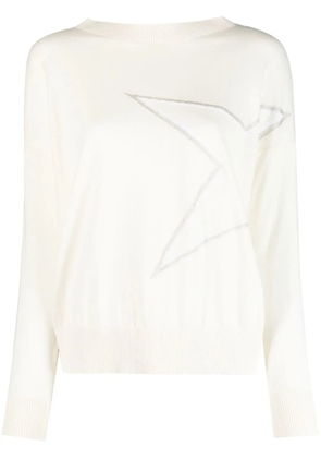 Lorena Antoniazzi star-appliqué boat-neck jumper - White