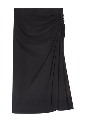 DRIES VAN NOTEN draped button-detail midi skirt - Black