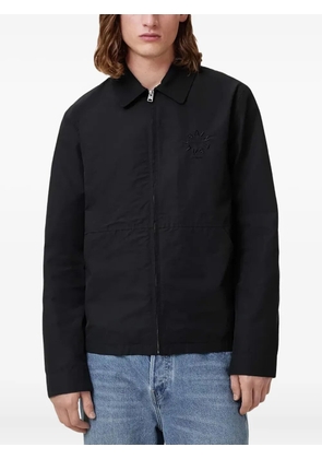 AllSaints logo-embroidered zip-up jacket - Black