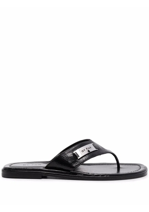 BY FAR Piel thong flip flops - Black