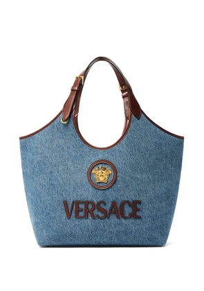 Versace logo-appliqué tote bag - Blue