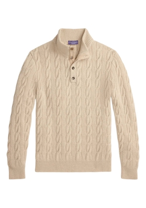 Ralph Lauren Purple Label cable-knit polo shirt - Neutrals