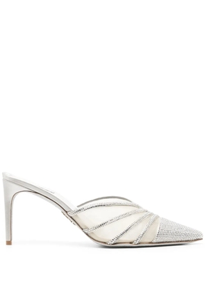 René Caovilla Bridal 80mm crystal-embellished mules - Grey