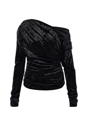 GANNI long-sleeve one-shoulder top - Black