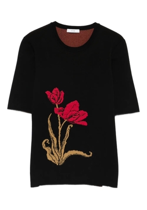 ERDEM floral-jacquard knitted T-shirt - Black