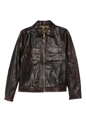 AMIRI embossed-leather zip-front jacket - Brown