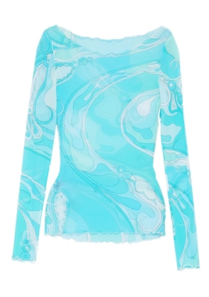 PUCCI Orchidee-print boat-neck long-sleeve top - Blue