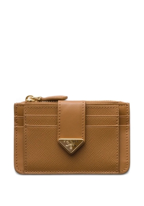 Prada Saffiano and smooth leather card holder - Neutrals