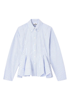 GANNI stripe peplum cotton shirt - Blue