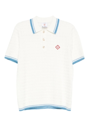 Casablanca stripe-trim polo shirt - White
