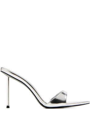 Femme La 100mm Whiskey metallic stiletto mules - Silver