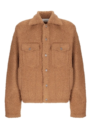 Laneus textured button-fastening shirt jacket - Brown