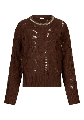 LIU JO gemstone-embellished openwork sweater - Brown