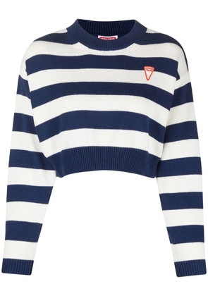 Kenzo logo-embroidered striped cropped jumper - Blue