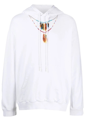 COUNTY OF MILAN Feathers Necklace cotton hoodie - White