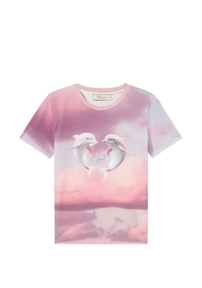 Blumarine dolphin print embroidered T-shirt - Pink