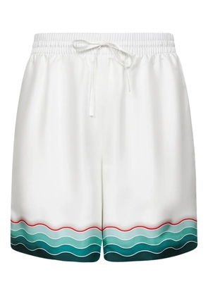 Casablanca Montagne Ondulee silk shorts - White