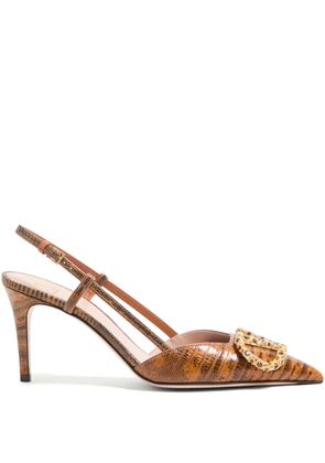 Valentino Garavani 80mm VLogo Signature slingback pumps - Brown