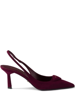 Prada 75mm slingback triangle-logo pumps - Red