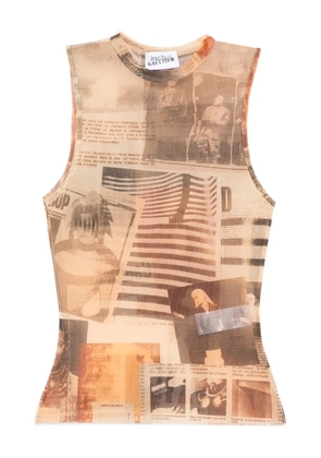 Jean Paul Gaultier newspaper-print top - Neutrals