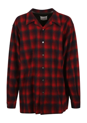 Maison Margiela plaid label-detail shirt - Red
