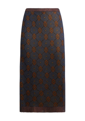 ETRO pattern knit midi skirt - Blue