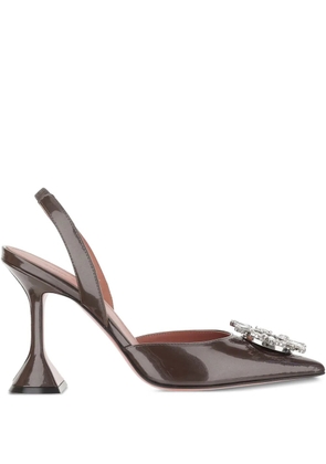 Amina Muaddi 95mm Begum slingback crystal-embellished pumps - Brown