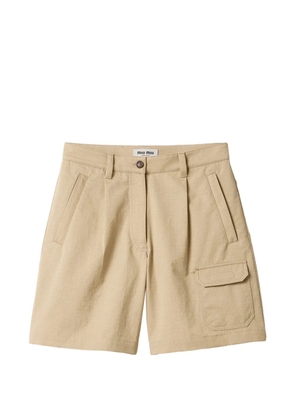 Miu Miu logo-detail tailored shorts - Neutrals